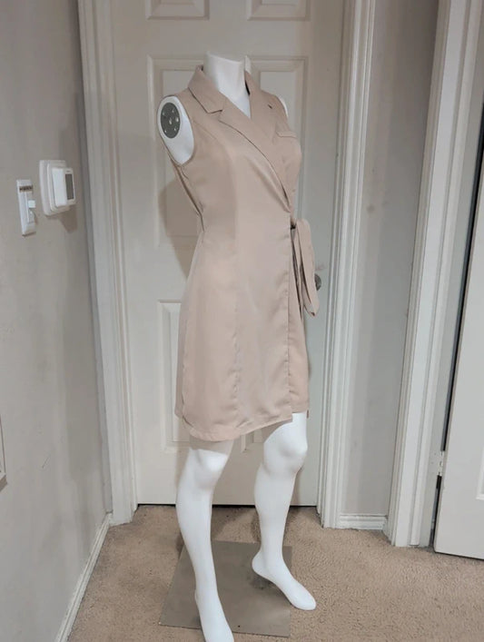 Shein Tan Wrap Dress Women's Medium/38