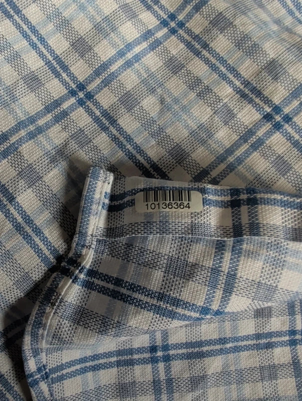 Hugo Boss Blue & White Checkered Button-Down Shirt Men's 44/ US 11