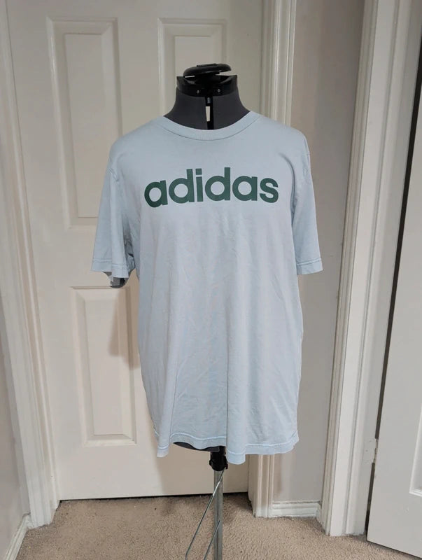 Adidas Men's Athletic Short Sleeve Blue & Green Tee Large