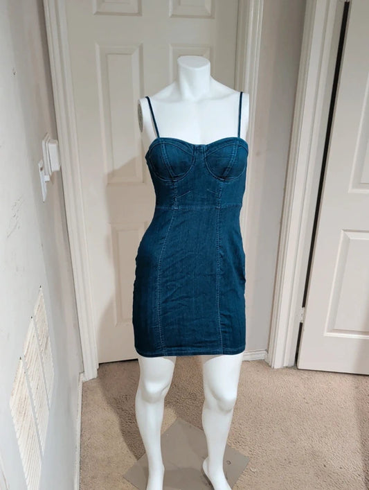 Haute Monde Denim Stretch Mini Dress Women's Medium