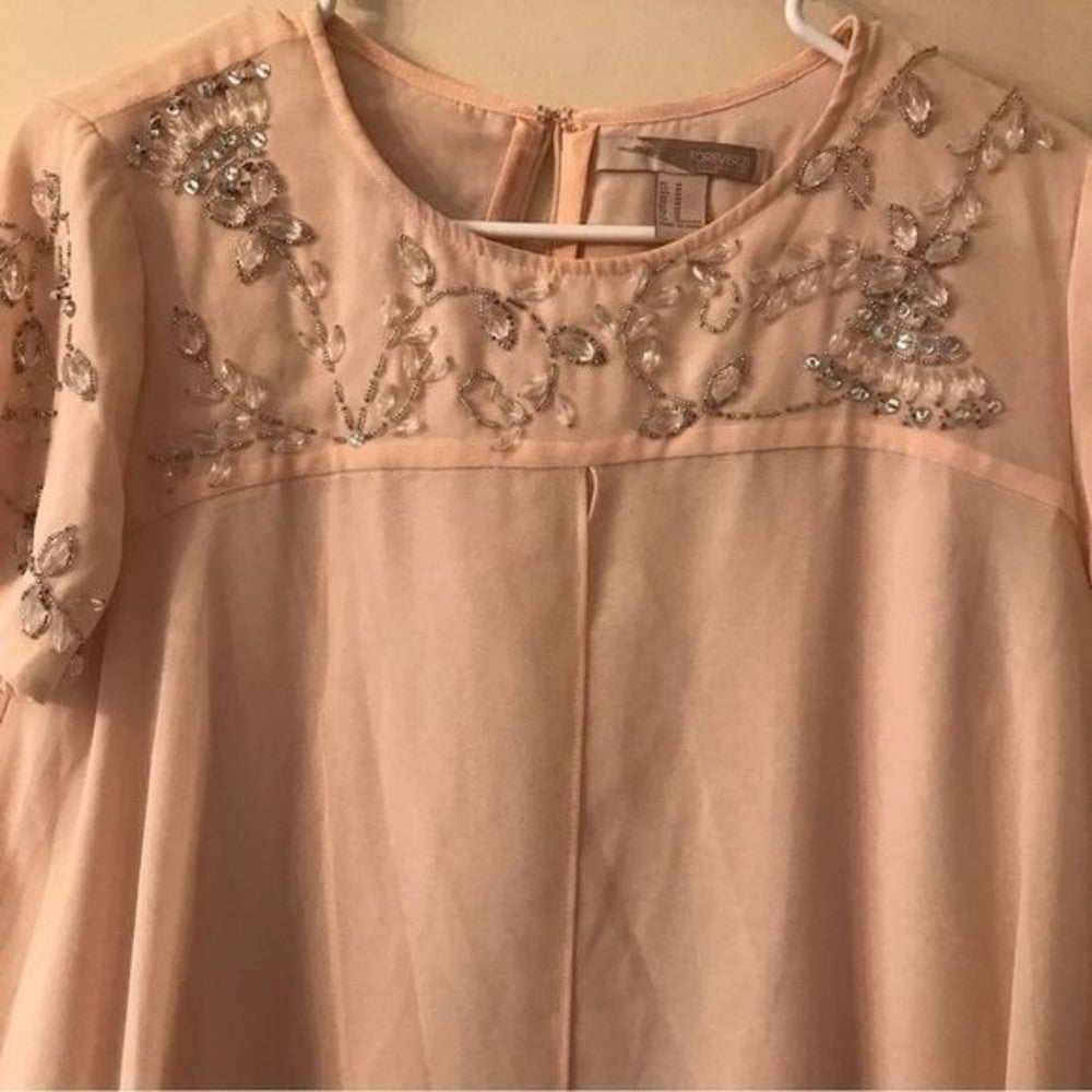Forever 21 Jeweled Peach Babydoll Dress Size M