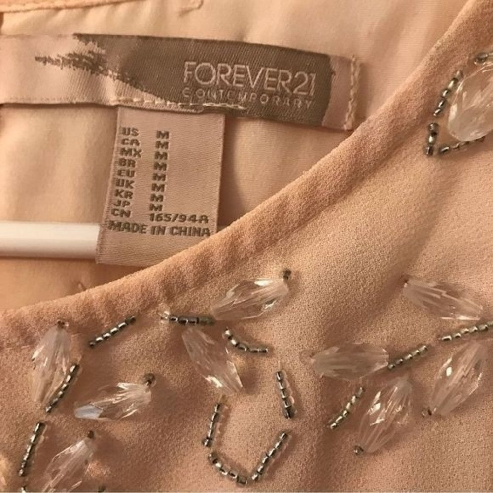Forever 21 Jeweled Peach Babydoll Dress Size M