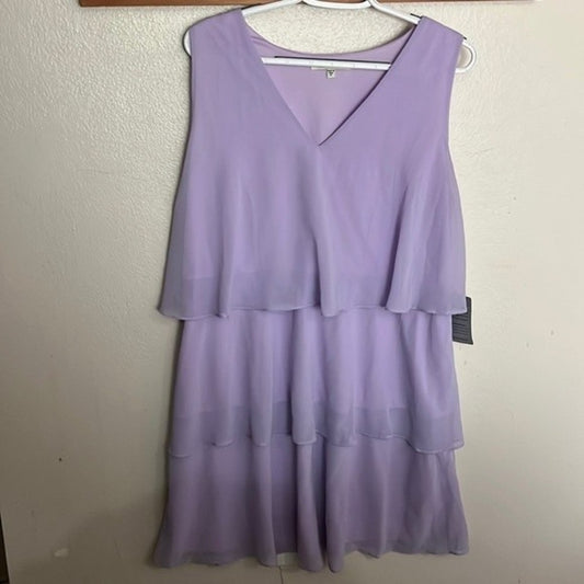 NWT Tash + Sophie Beautiful Lavender Ruffle Tiered Chiffon Sleeveless Dress XL