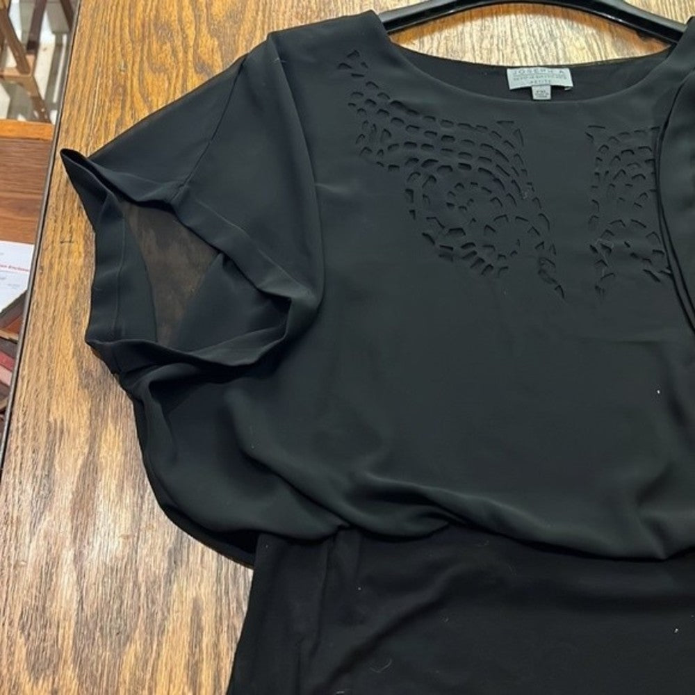 Joseph A Black Cropped Blouse with Cut-outs size Petite XL