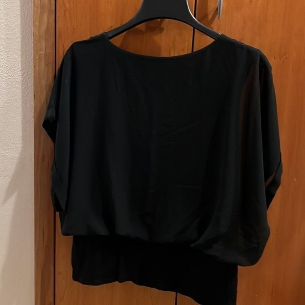 Joseph A Black Cropped Blouse with Cut-outs size Petite XL