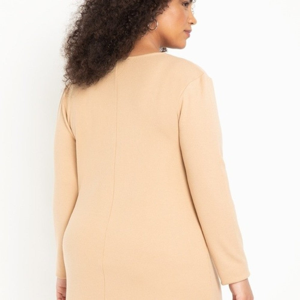 NWT Eloquii Cowl Neck Dress 3/4 sleeves camel comfort casual career plus 20