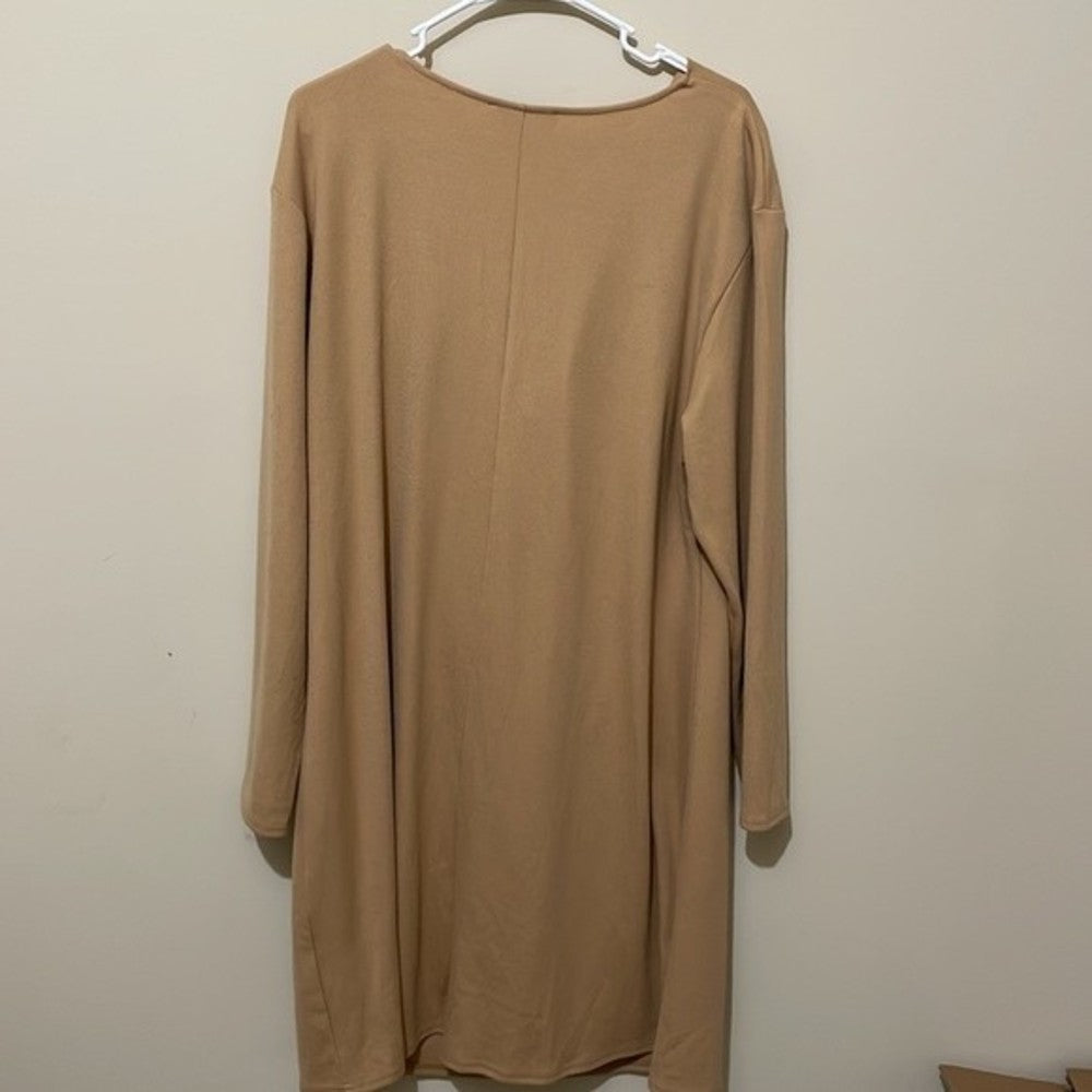 NWT Eloquii Cowl Neck Dress 3/4 sleeves camel comfort casual career plus 20