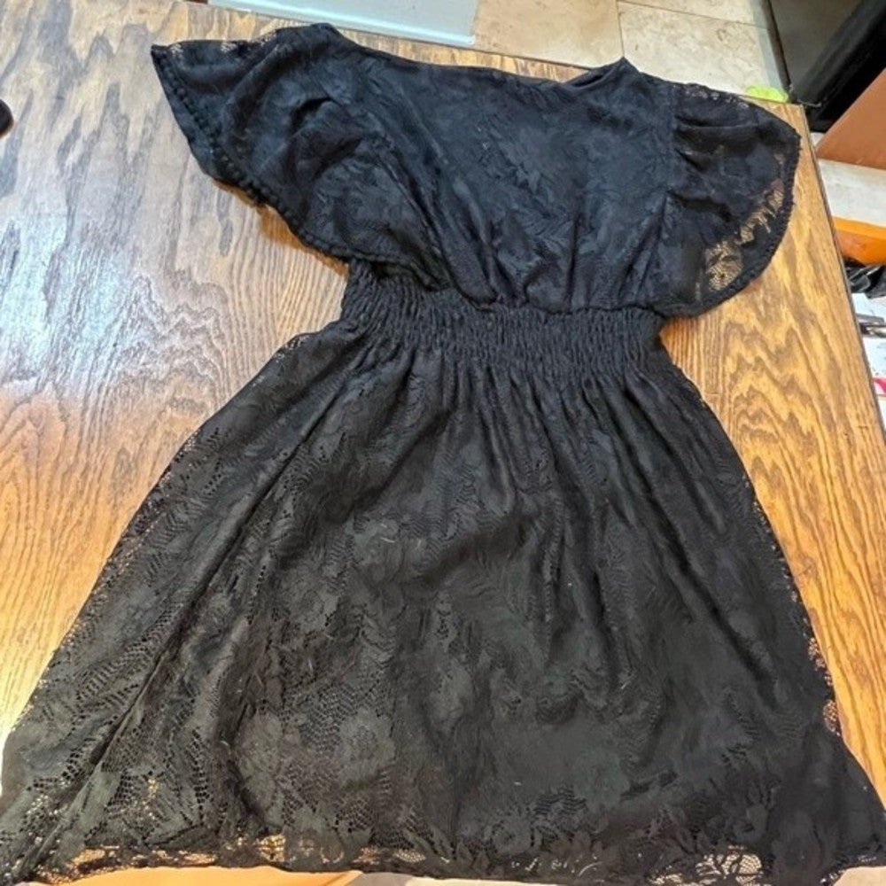 Black Lace Overlay Small Mini Dress