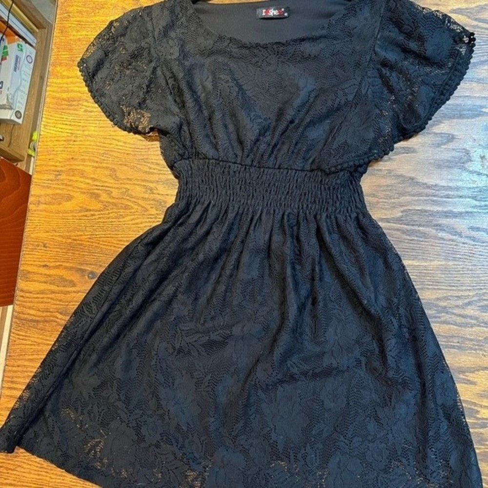 Black Lace Overlay Small Mini Dress