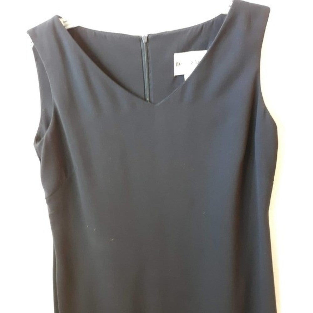 Danny & Nicole Sleeveless Tailored Navy Blue Classic V-Neck Dress Sz 12