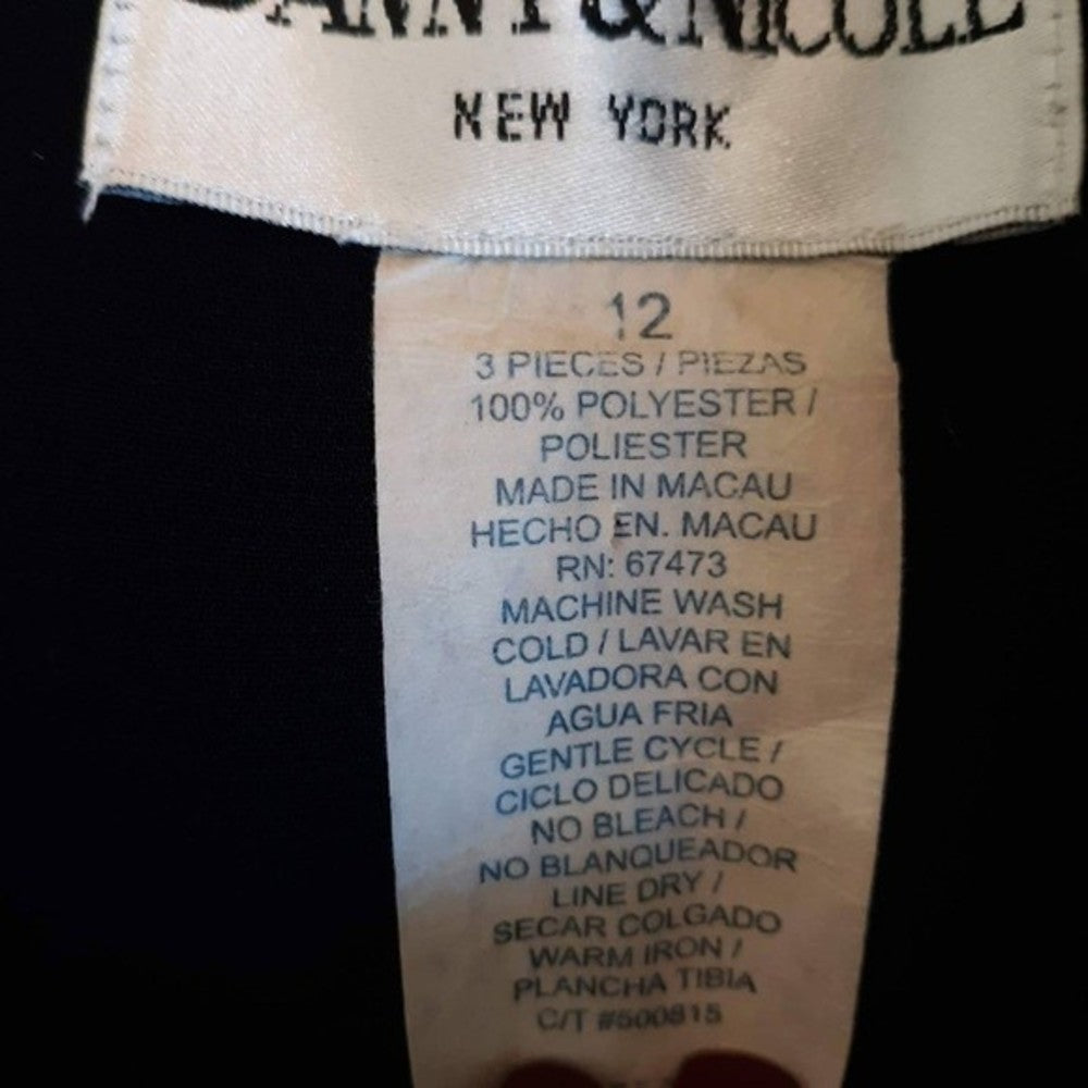 Danny & Nicole Sleeveless Tailored Navy Blue Classic V-Neck Dress Sz 12