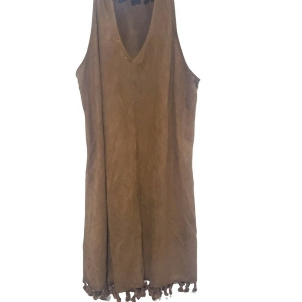 Entro Faux Suede Fringe Boho Dress size L