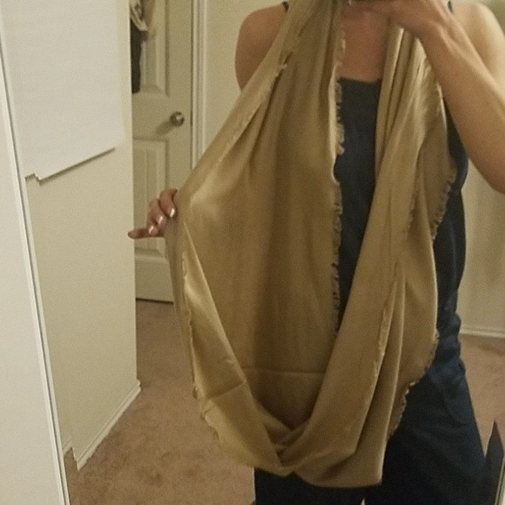 100% Viscose Beige Infinity Scarf