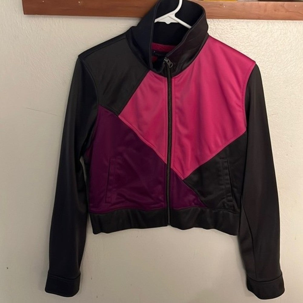 Dark Grey, Pink, and Purple Geometric Workout Jacket Size L (kids) or S (adult)