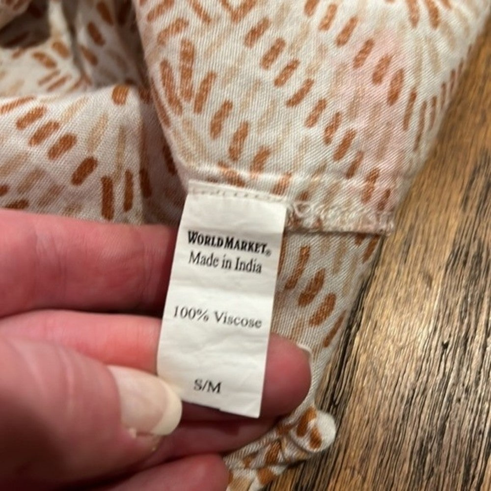 World Market White and Orange-Red Maxi Dress S/M