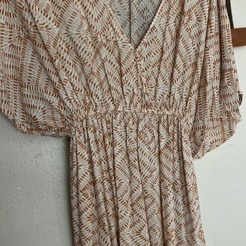 World Market White and Orange-Red Maxi Dress S/M