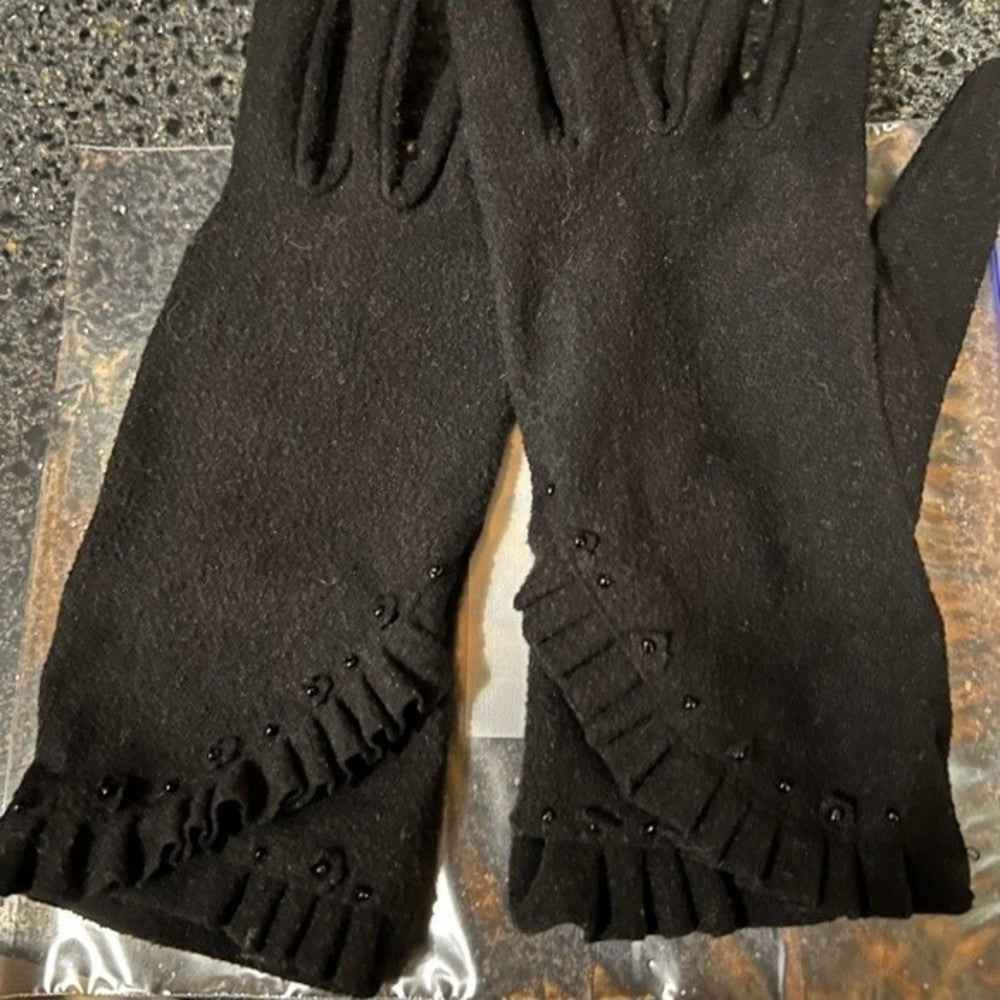 Vintage Black Embellished Gloves