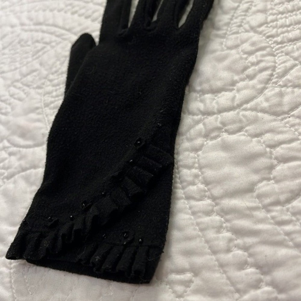 Vintage Black Embellished Gloves