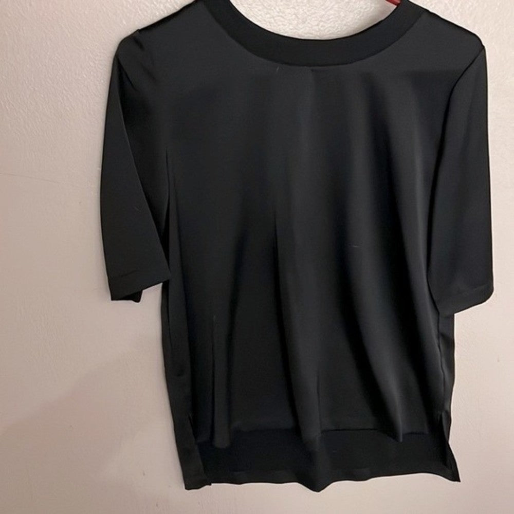 Black Silky WHO WHAT WHERE Blouse Size M