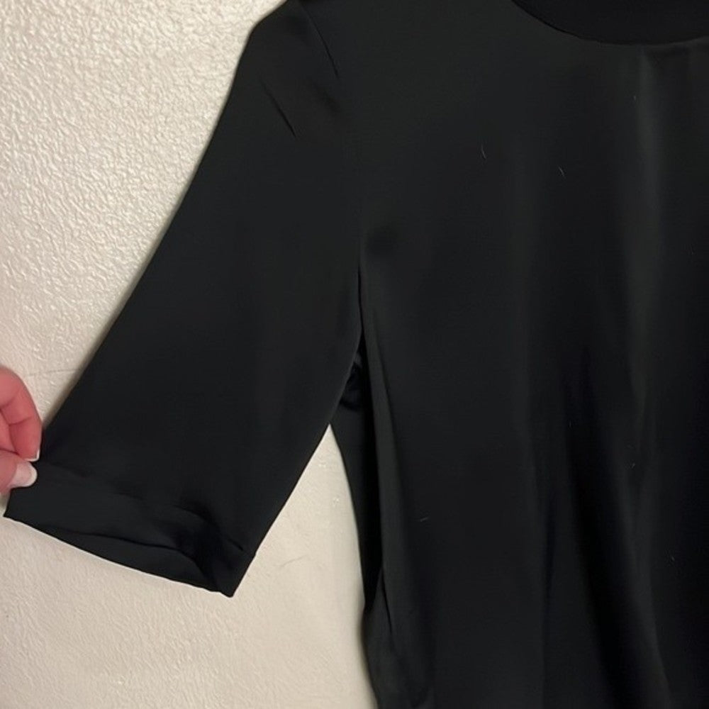 Black Silky WHO WHAT WHERE Blouse Size M