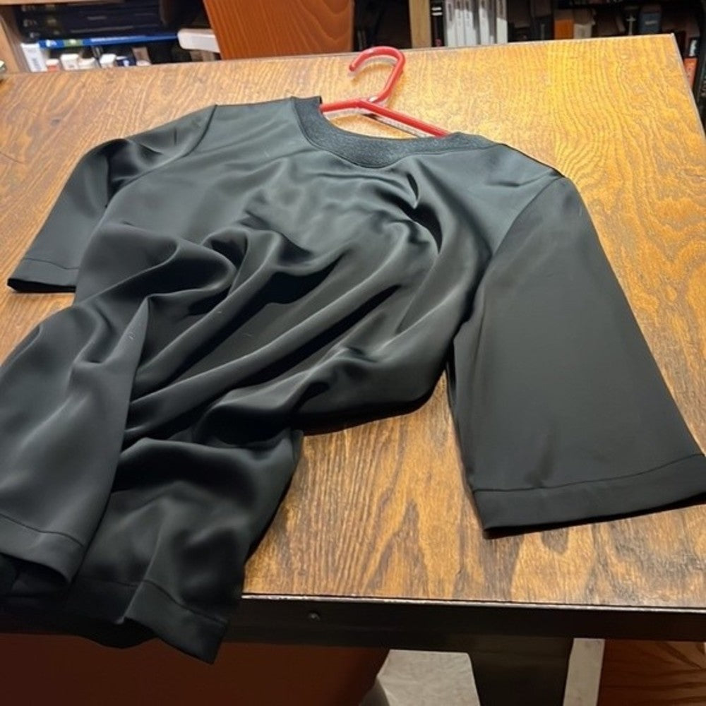 Black Silky WHO WHAT WHERE Blouse Size M