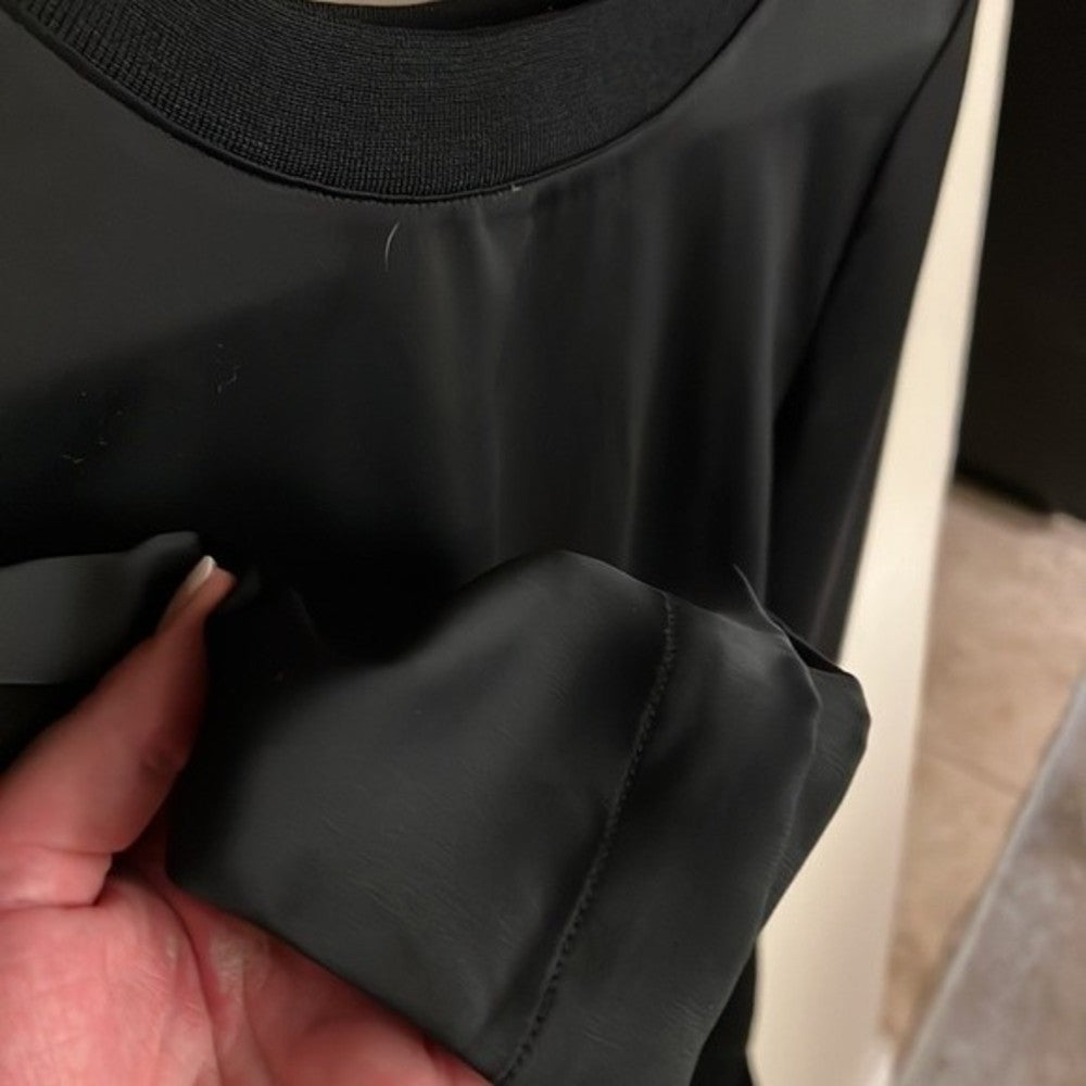 Black Silky WHO WHAT WHERE Blouse Size M
