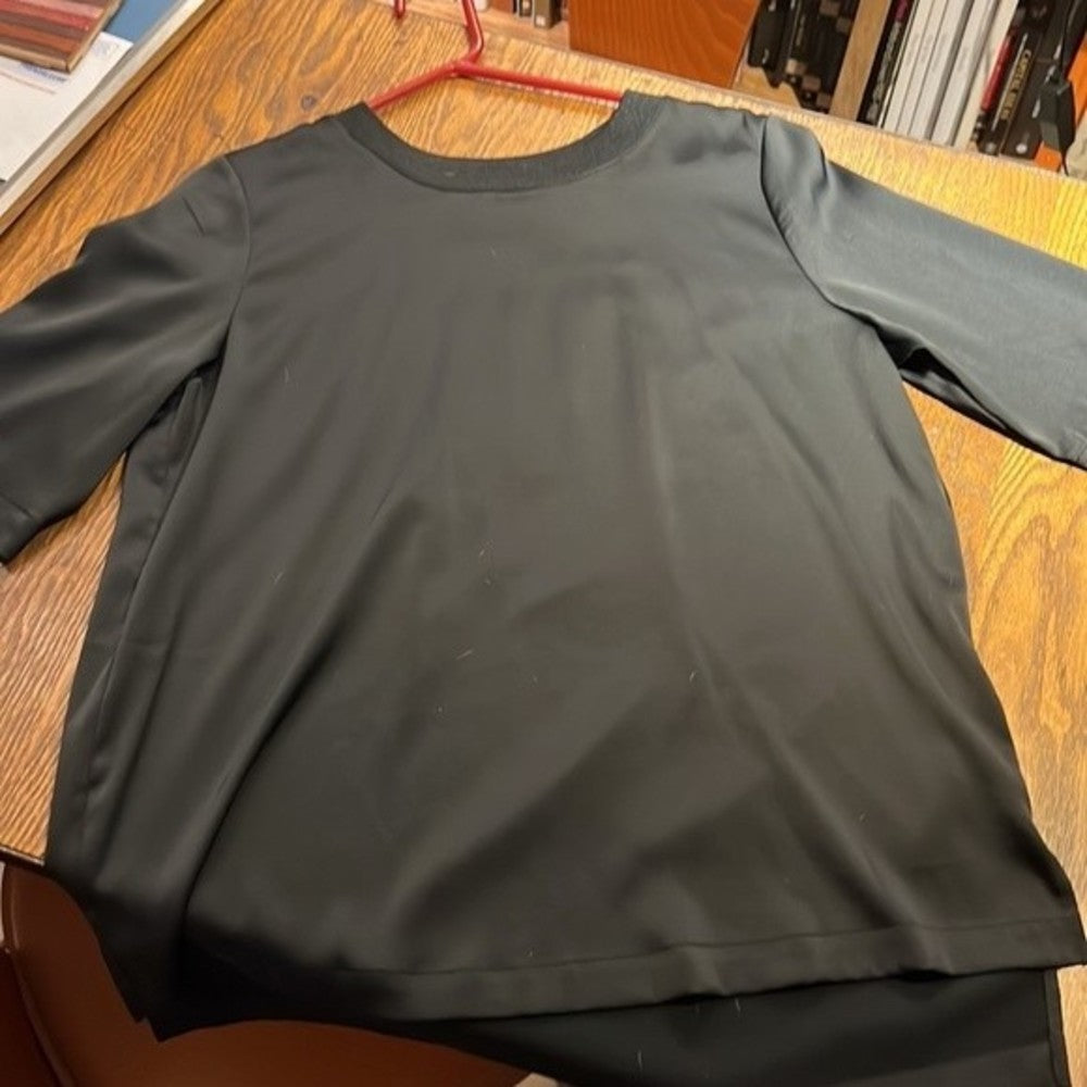 Black Silky WHO WHAT WHERE Blouse Size M