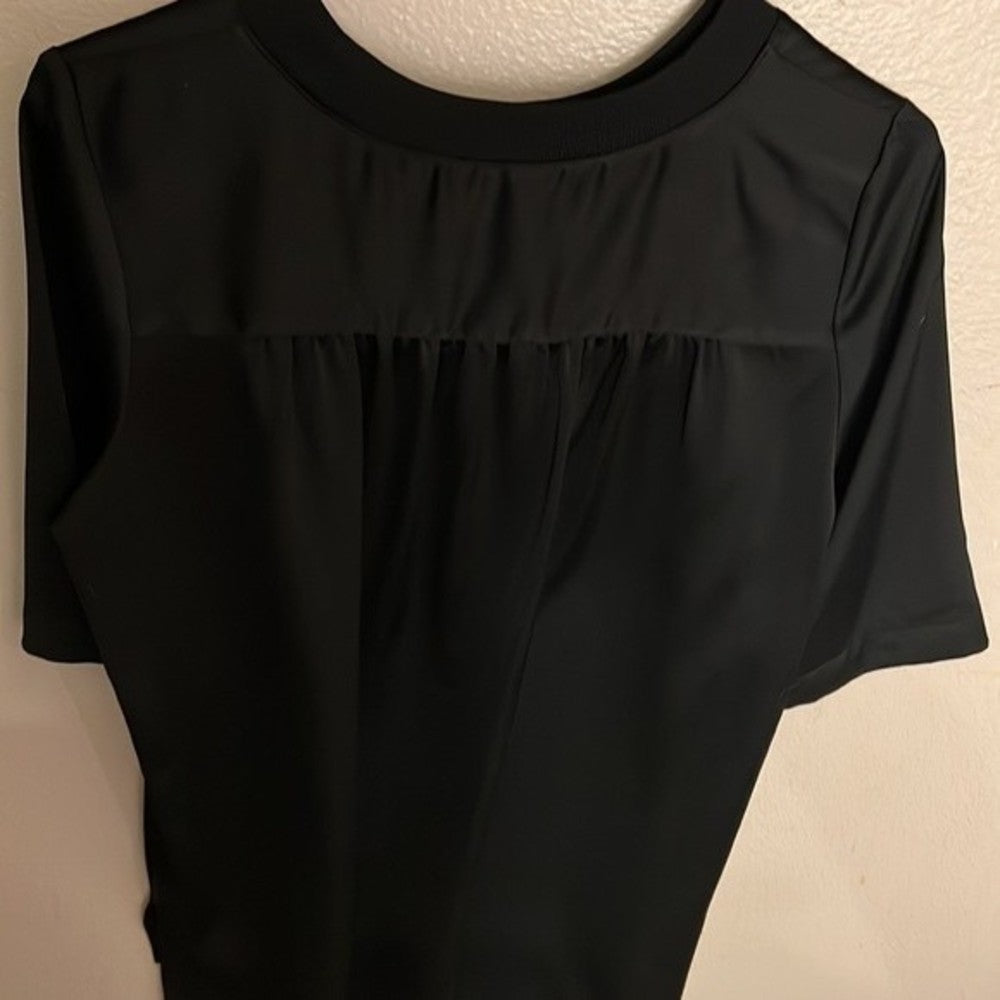 Black Silky WHO WHAT WHERE Blouse Size M