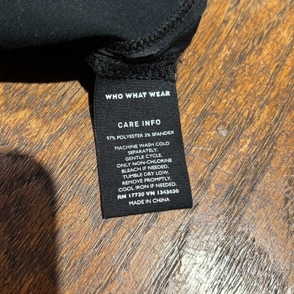 Black Silky WHO WHAT WHERE Blouse Size M