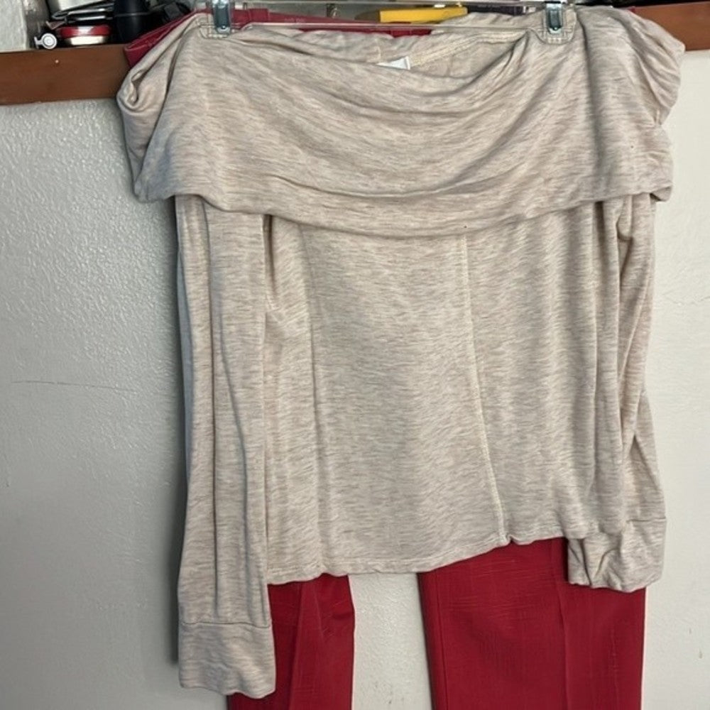 Socialite Super Soft Tan Off The Shoulder Blouse size M