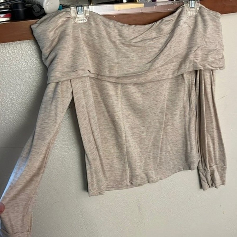 Socialite Super Soft Tan Off The Shoulder Blouse size M