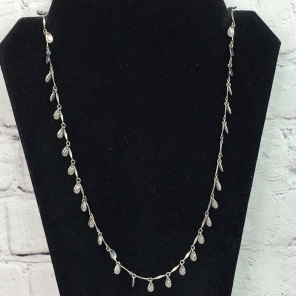 Vintage S10 Silver Imprinted Long Statement Necklace