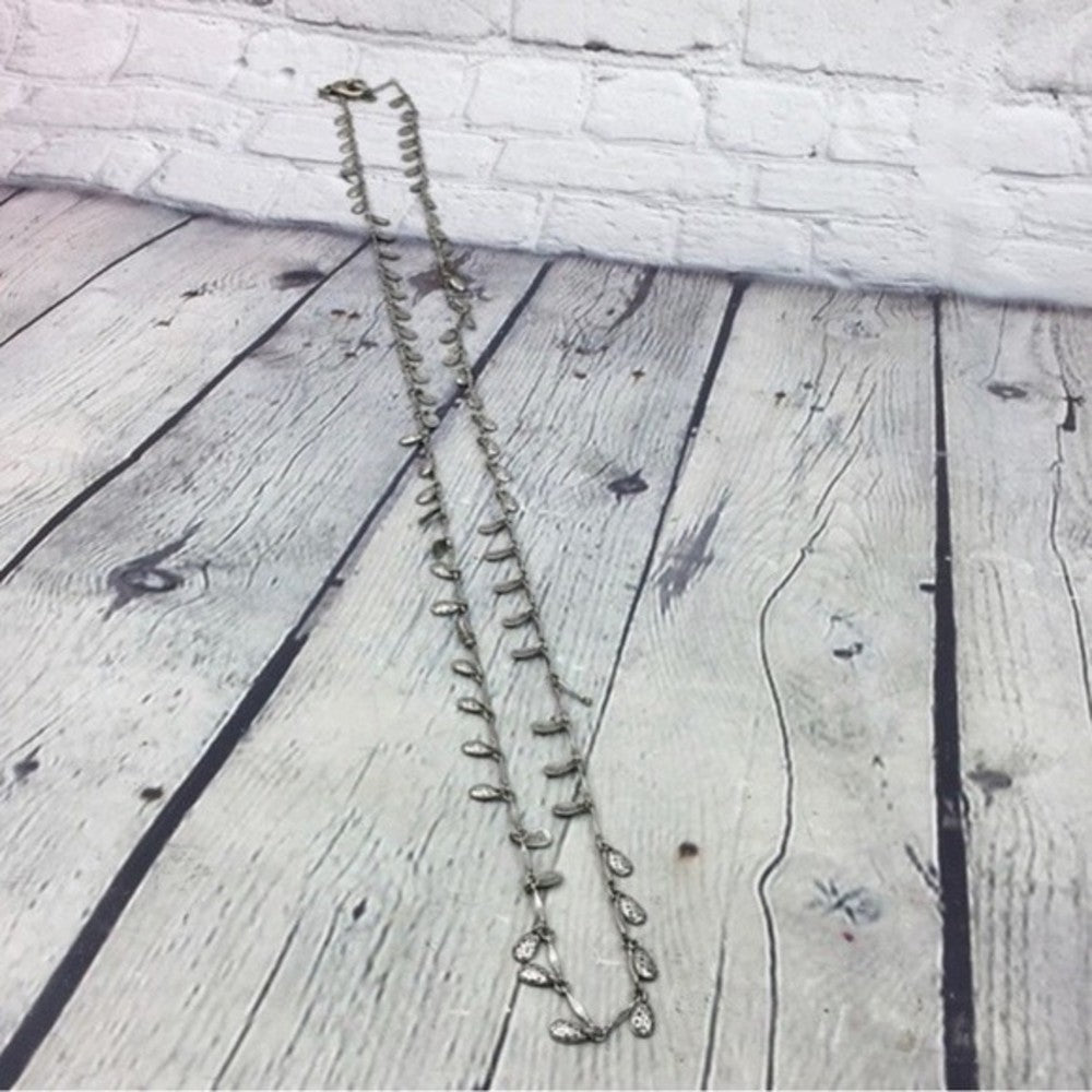 Vintage S10 Silver Imprinted Long Statement Necklace