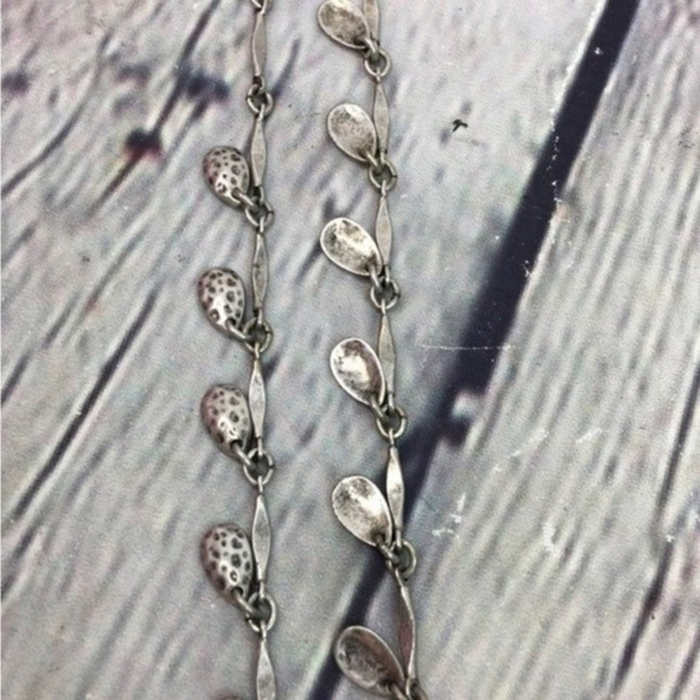 Vintage S10 Silver Imprinted Long Statement Necklace