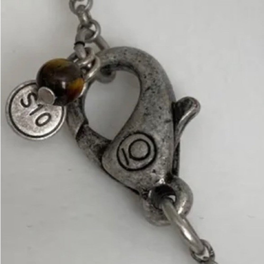 Vintage S10 Silver Imprinted Long Statement Necklace