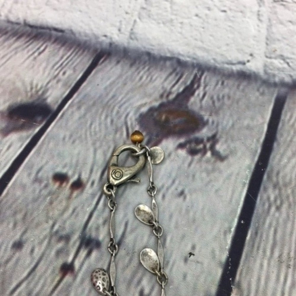 Vintage S10 Silver Imprinted Long Statement Necklace