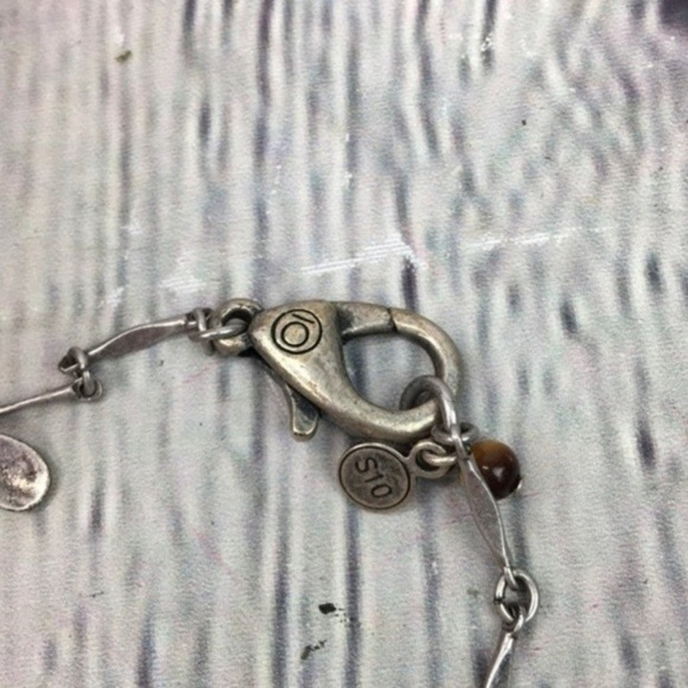 Vintage S10 Silver Imprinted Long Statement Necklace