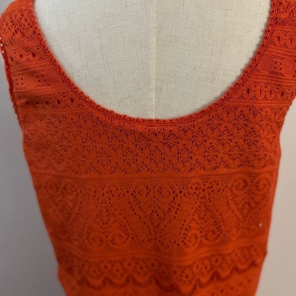 London Times Crochet Orange Maxi Dress size L