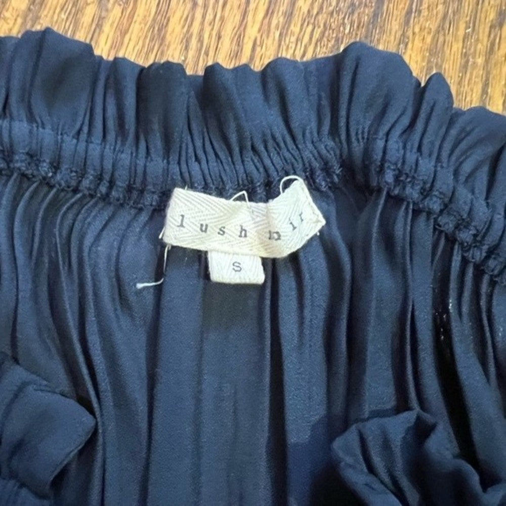 NWOT Lush Cold Shoulder Ruffle Tie French Terry Top size S
