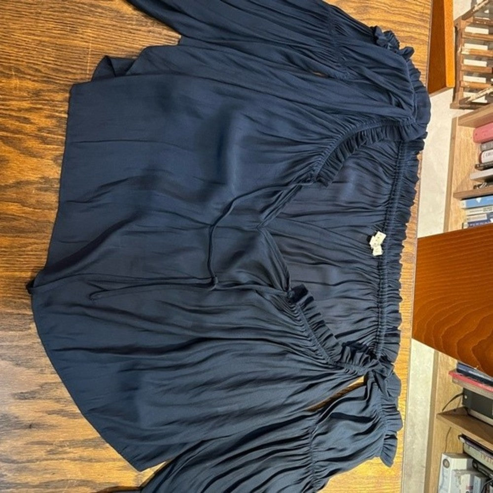 NWOT Lush Cold Shoulder Ruffle Tie French Terry Top size S