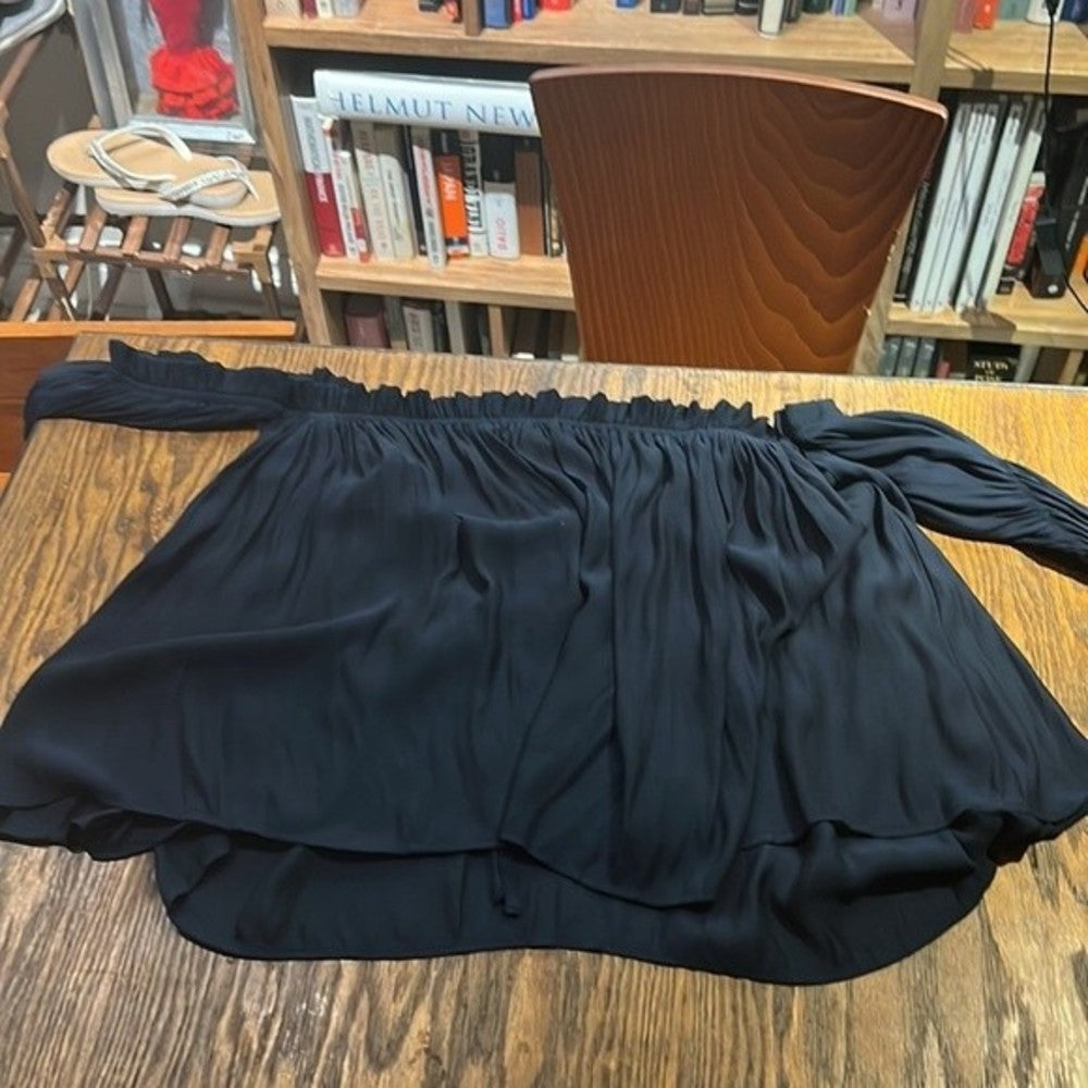 NWOT Lush Cold Shoulder Ruffle Tie French Terry Top size S