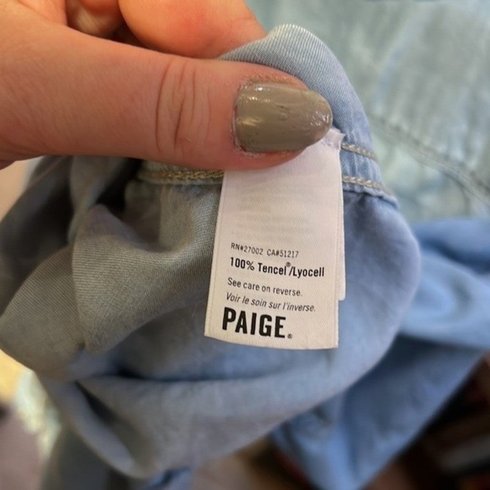 Adorable Paige Denim Chambray Top with Lace Up Front size S
