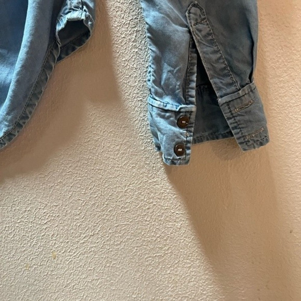Adorable Paige Denim Chambray Top with Lace Up Front size S