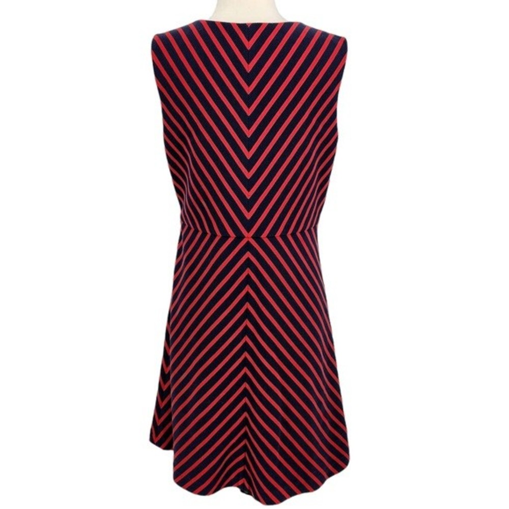 Elizabeth McKay Navy & Red Chevron Stripe Dress