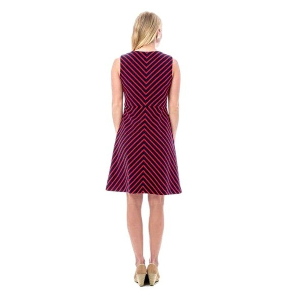 Elizabeth McKay Navy & Red Chevron Stripe Dress