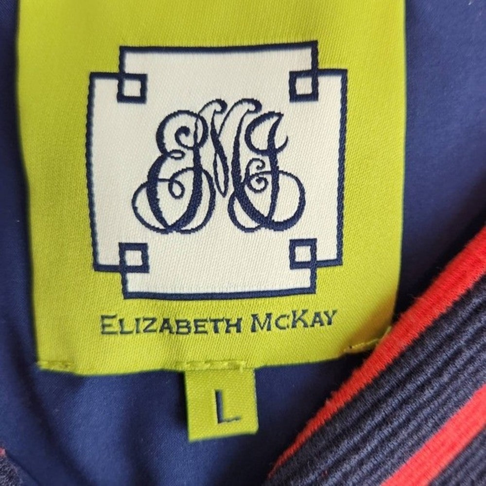 Elizabeth McKay Navy & Red Chevron Stripe Dress
