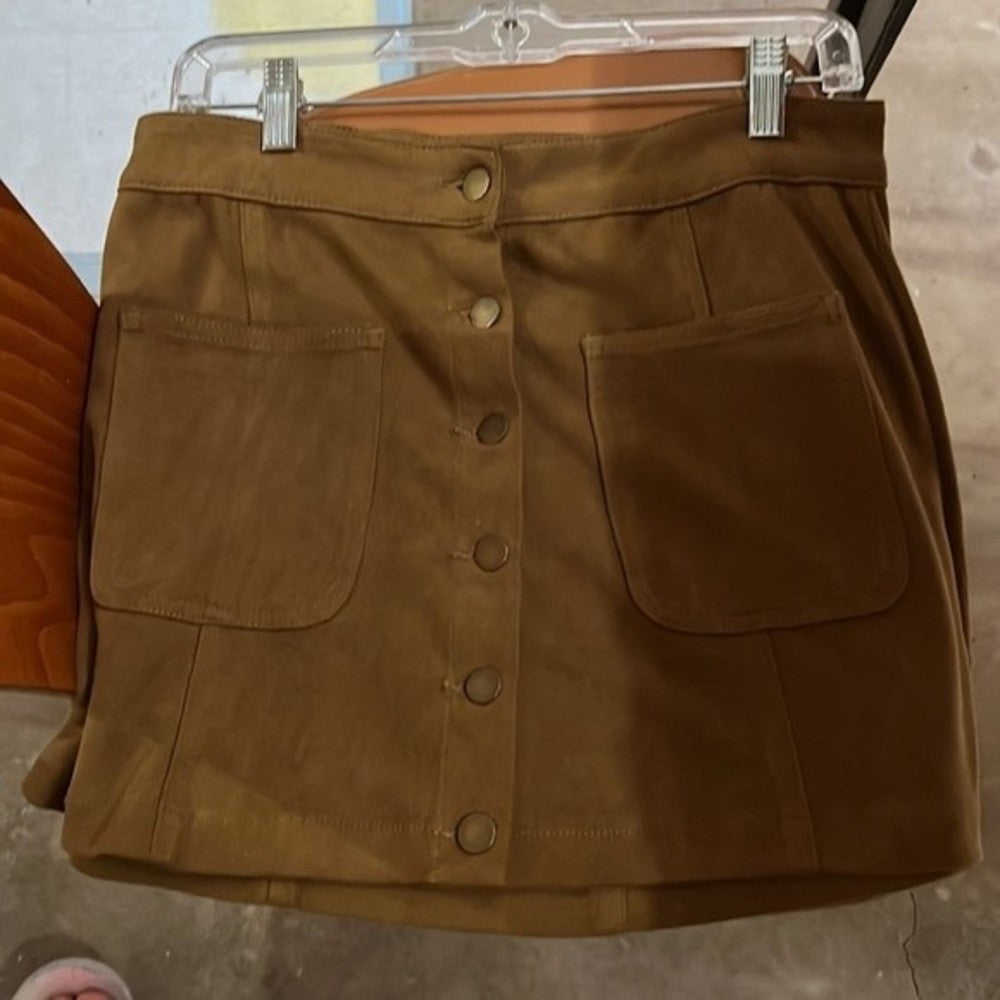 Alter'd State Faux Leather Button Up Skirt size L