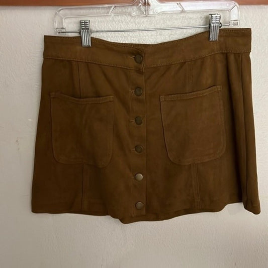 Alter'd State Faux Leather Button Up Skirt size L