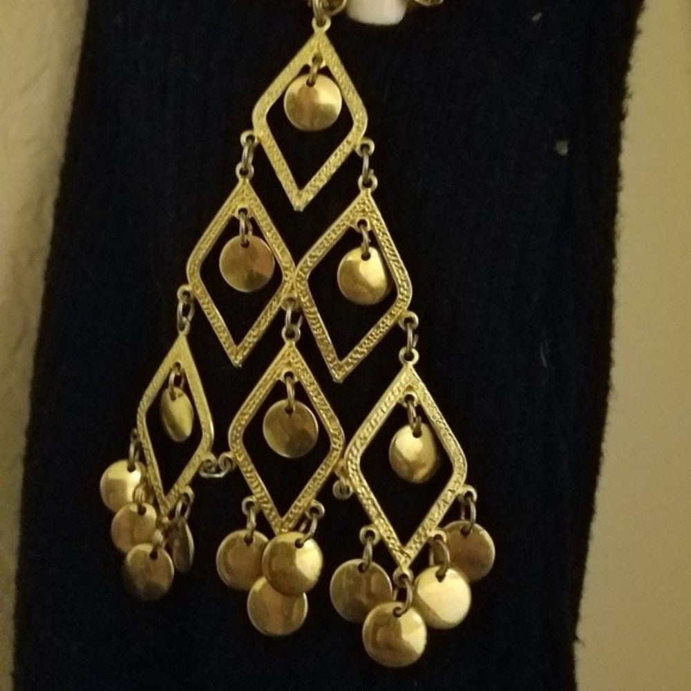 Art Deco Vintage Gold Mesh Statement Necklace