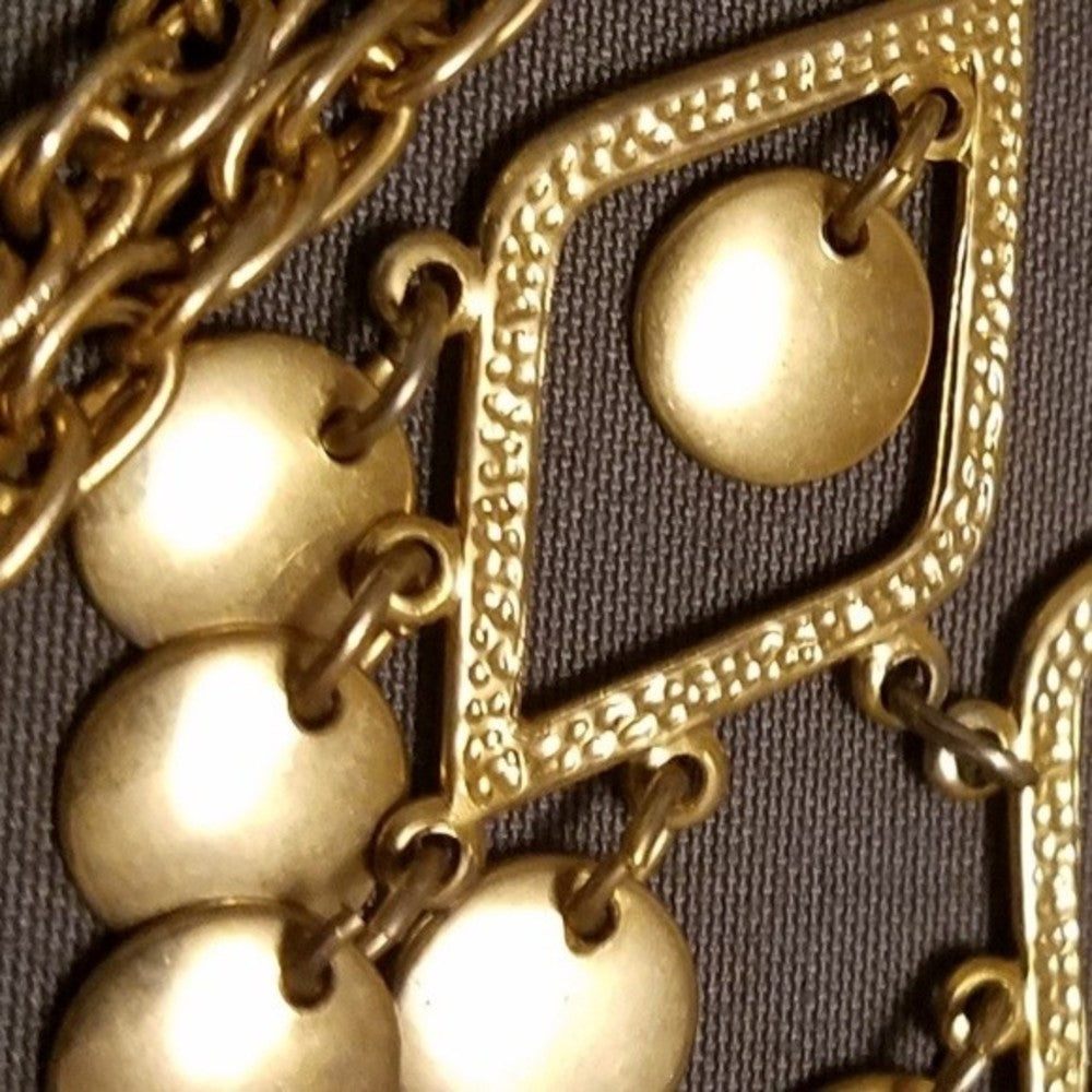 Art Deco Vintage Gold Mesh Statement Necklace